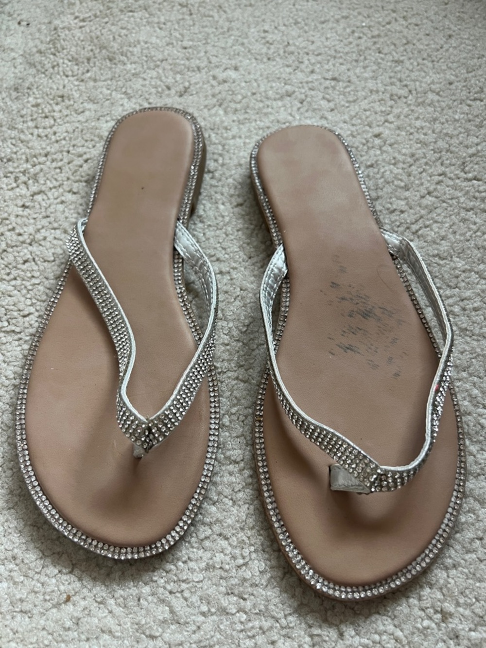 Embellished Silver Women's Slide Sandals